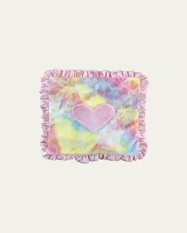 Tie-Dye Heart Satin-Trim Baby Blanket